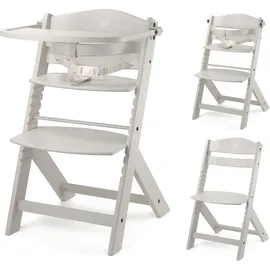 Kinderkraft ENOCK Hochstuhl & Kinderstuhl 2in1 aus Buchenmassivholz, mitwachsend von 6 Monaten bis 10 Jahre, verstellbare Rückenlehne & Fußstütze, 3-Punkt-Gurt, bis 35 kg, Vollbeige