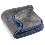 Mega Clean Professional MEGA Flausch Plus Mikrofasertuch, Ideal für die Autopflege, 40 x 40 cm, 1200 g/qm, 1 Stück, Farbe: grau / blau