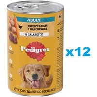 PEDIGREE Adult Dose 12 x 1200g Nassvollnahrung für adulte Hunde, mit Huhn und Karotten in Gelee