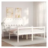 vidaXL Bett Seniorenbett mit Kopfteil 160x200 cm Weiß Massivholz weiß 165.5 cm x 205.5 cm x 80.5 cm