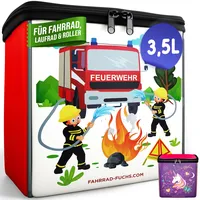 Lenkertasche Kinder - Feuerwehr Motiv - Lenkertasche Fahrrad Kinder, Fahrradkorb Kinder Vorne, Korb Laufrad, Fahrradkorb Kinderfahrrad - wasserabweisend, universell passend