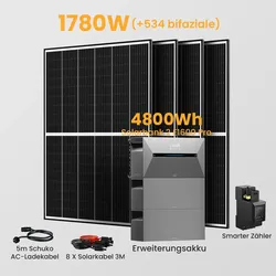 Anker Solix Solarbank 2 E1600 Pro 4800/6400Wh Balkonkraftwerk Set, 1620/1760W Solarmodule, mit Smarter Zähler