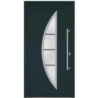 HORI® Eingangstür Kunststoff Komplettset – Hochwertige Haustür mit Wärmeschutz, 5-fach-Verriegelung & Edelstahl-Stoßgriff I Farbe: anthrazit (innen weiß) I DIN rechts I Modell: Curve I 208 x 108 cm