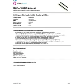 BerryBase Stiftleisten/Pin Header Set für Raspberry Pi Pico