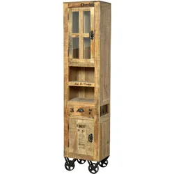 SIT Möbel RUSTIC Hochschrank Mangoholz | L 44 x B 34 x H 191 cm | natur / antik | 01905-04 | Serie RUSTIC