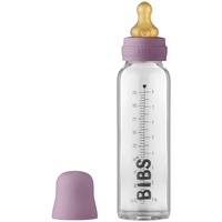 Bibs Baby Glass Bottle, Vermindert Koliken, Runder Sauger aus Naturkautschuklatex, Unterstützt das Stillen. Hergestellt in Dänemark, Complete Set - 225 ml, Mauve