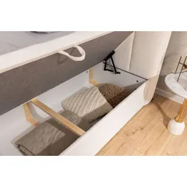 Fun Möbel Boxspringbett Schlafzimmerbett DENIS 180x200cm Stoff Catch Me Sand