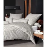 JANINE Bettwäsche modernclassic Mako-Satin naturell 39025-37 Kissenbezug 80x80 cm | Wendebettwäsche Karo Streifen modern classic