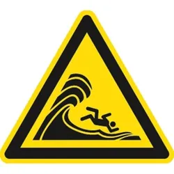 Schild Warnung vor hoher Brandung oder hohen brechenden... ISO 20712-1, Alu, 400 mm SL