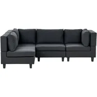 4-Sitzer Modul Ecksofa Stoff schwarz rechtsseitig dicke Kissen modern Unstad