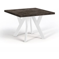Quadratischer Ausziehbarer Tisch für Esszimmer, NERO, Loft-Stil, Skandinavisch, 90 / 190 cm, Farbe: Atelier Dark / Weiss
