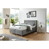 Westfalia Schlafkomfort Boxspringbett, grau (feinstrukturstoff grau), Liegefläche B/L: 140cm x 200cm, H3, 7-Zonen-Kaltschaummatratze, Bezug Unterbox und Kopfteil: Feinstrukturstoff (77% Polyester, 23% Viskose);Bezug Obermatratze 100% Polyester, waschbar bis 60C;Bezug Zierkissen