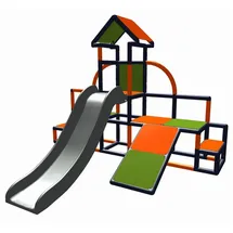 Moveandstic move and stic Charlin Spielturm mit Rutsche und Schräge für den Garten oder das Kinderzimmer apfelgrün-orange-titangrau