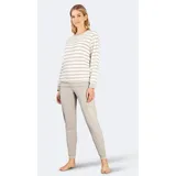 Hajo - Damen Frottee Schlafanzug mit Bündchen, silbermelange, 36/38 - 36-38