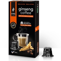 King Cup - 1 Packung mit 10 Ginseng mit Brauner Rohrzucker Kapseln, 10 Kapseln 100% Kompatibel mit dem Nespresso-System von Ginseng Getränk, Glutenfrei und Laktosefrei