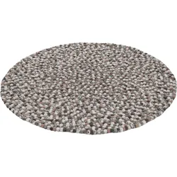 Wollteppich THEKO "Felty 2.2" Gr. 10, beige (natur), H:22mm Ø:190cm, Wolle, Teppiche, Filzkugel-Teppich, reine Wolle, handgefertigt