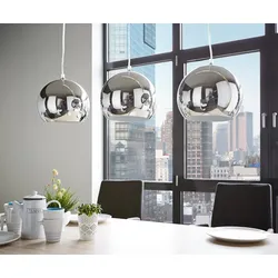 DELIFE Deckenleuchte Pentola 75 cm Chrom Silberfarben Metall, Leuchten