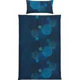 REDBEST Renforcé Kreise Blau 135 x 200 cm + 40 x 80 cm