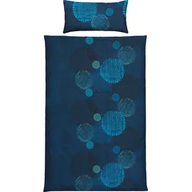 REDBEST Renforcé Kreise Blau 135 x 200 cm + 40 x 80 cm