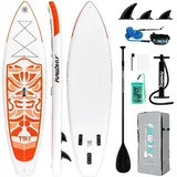 LuxusKollektion Inflatable SUP-Board Stand Up Paddle Board Paddel Flossen SUP Pump 10ft6 10'6 TIKI ORANGE