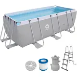 Pool 400x200x100cm  Komplettset Frame Gartenpool Aufstellpool Leiter Filterpumpe