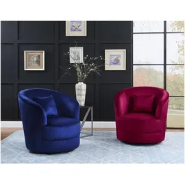 Atlantic Home Collection Drehsessel Colin Samtvelours 84 x 84 x 85 cm Blau mit Zierkissen