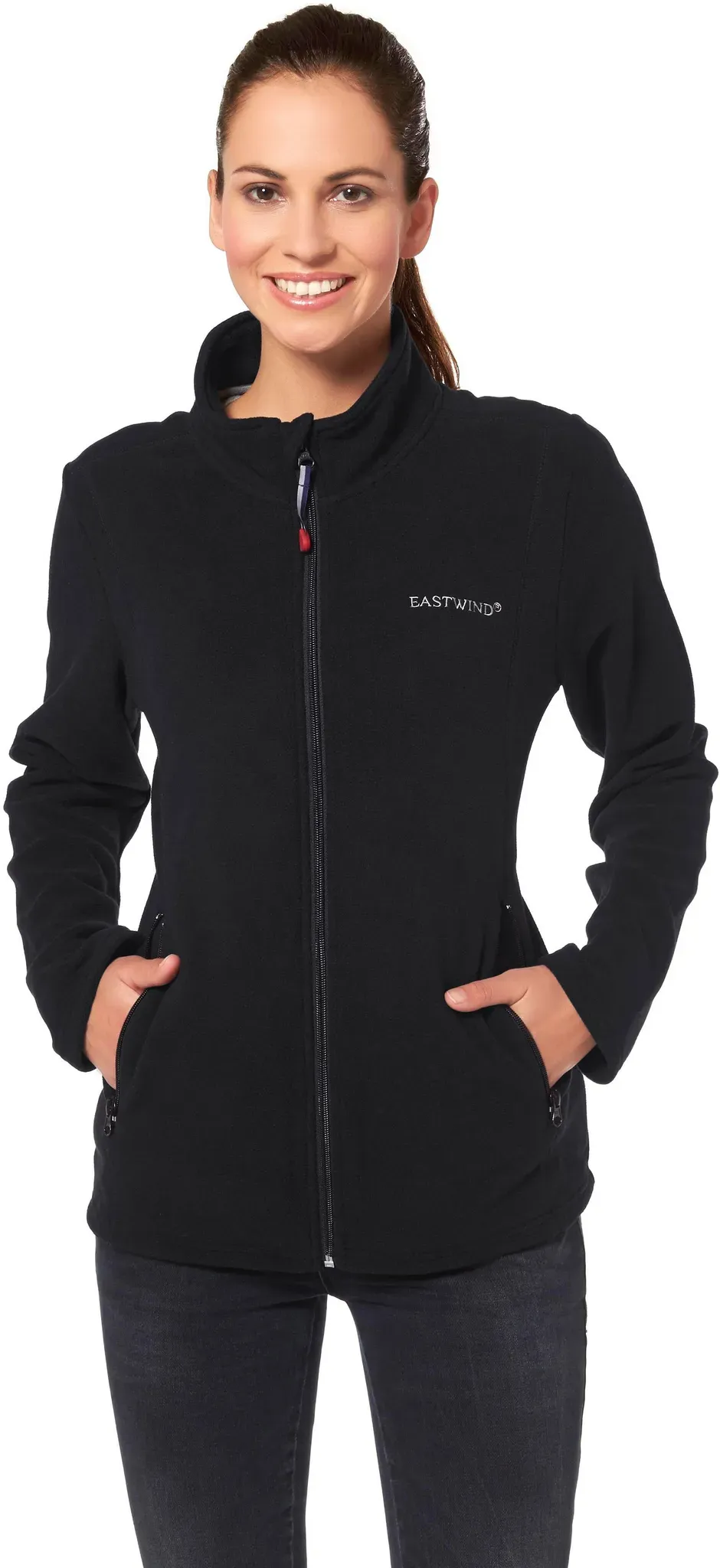 Fleecejacke EASTWIND, Damen, Gr. 44/46, schwarz, Obermaterial: 100% Polyester, unifarben, Jacken Sportbekleidung Winterjacke Outdoorbekleidung Fleecejacke Übergangsjacke, für kalte Tage, aus 100% Polyester, sportlicher Stil