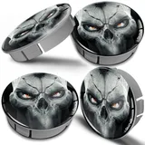 Biomar Labs 4 x 60mm Kunststoff Nabenkappen Silber Totenkopf Silber Skull Felgendeckel Radnabendeckel Radnabendeckel Auto Tuning CS 11 Z*
