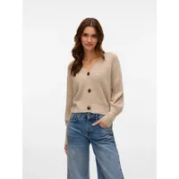 Vero Moda Strickjacke »VMLEA LS V-NECK CUFF CARDIGAN«, beige