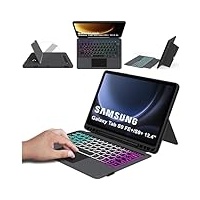 ROOFEI Galaxy Tab S9 FE+/S9+ Plus 12.4 Zoll Hülle mit Tastatur QWERTZ - Abnehmbare Tastatur mit Touchpad & 7 Farbige Beleuchtung & Kickstand - Tastatur Hülle für Samsung Galaxy Tab S9 FE+/Tab S9+ 2023