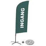 Showdown Displays Beachflag - Komplett-Set - Eingang - Niederländisch - Grau - Kreuzständer - Alu