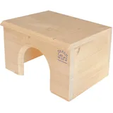 Resch Nr12 Meerschweinchenhaus flach naturbelassenes Massivholz aus Fichte/breiter Eingang und großer Dachliegefläche