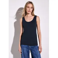 STREET ONE Damen A322896 Basic Top in Unifarbe, deep Blue, 44