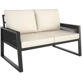 Tectake tectake® Garten-Lounge Set im Rope-Design mit Aluminiumgestell, höhenverstellbare Füße, Tisch mit Lamellenmuster