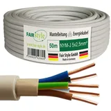 Fair Style 50m NYM-J 5x2,5 mm2 Mantelleitung Feuchtraumkabel Elektrokabel Kupfer Made in Germany