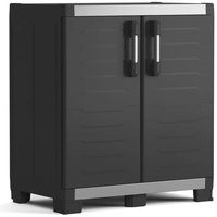 KETER Niedriger Lagerschrank Garage XL Schwarz und Silbern 99 cm