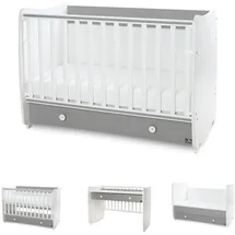 Lorelli Babybett Dream 70 x 140 cm umbaubar Kinderbett Schaukelbett Schreibtisch weiß dunkelgrau