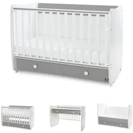 Lorelli Babybett Dream 70 x 140 cm umbaubar Kinderbett Schaukelbett Schreibtisch weiß dunkelgrau