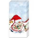 IHR Papiertaschentücher Santa Tomte, 21 x 21 cm, 10 Stück, Taschentücher, Motivtaschentücher zum Dekorieren, Serviettentechnik