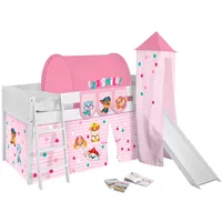 Lilokids Kinderbett Hochbett IDA Landhaus mit Rutsche, Vorhang & Turm PAW PATROL 200x90cm