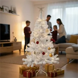Gravidus Weißer Weihnachtsbaum 120 cm künstlicher Tannenbaum mit Metallständer 120cm weiß