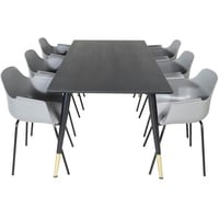 VCM Dipp180x90BLBR Essgruppe Esstisch schwarz und 6 Comfort Esszimmerstühle