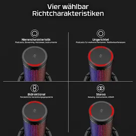 Kingston HYPERX QuadCast 2 S - USB Standmikrofon, Schwarz