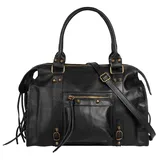 forty° Shopper echt Leder, Made in Italy schwarz | Schwarz
