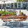 Plus Picknicktisch Twist Stahl-Holz 227 x 227 x 76 cm teak mit 4 Rückenlehnen