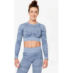 Langarmshirt Crop Top Damen - blau kometblau|dämmerungsblau S