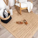 FRAAI Jute Teppich Quadrat - Fair Natur 150x150cm - Jute - Flachgewebe - Einfarbig - Boho, Modern - Wohnzimmer, Esszimmer, Schlafzimmer - Carpet