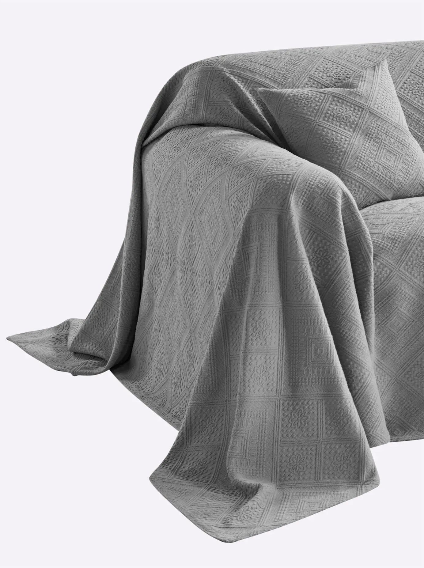 Tagesdecke PEREIRA DA CHUNA Gr. 1, grau, B:270cm L:160cm, 100% Baumwolle, Tagesdecken