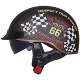 Halbschalenhelm mit ECE, Retro Motorrad Jethelm Chopper Helm mit Sonnenblende Für Erwachsene Männer Und Frauen Cruiser Moped Scooter ATV M~XXL