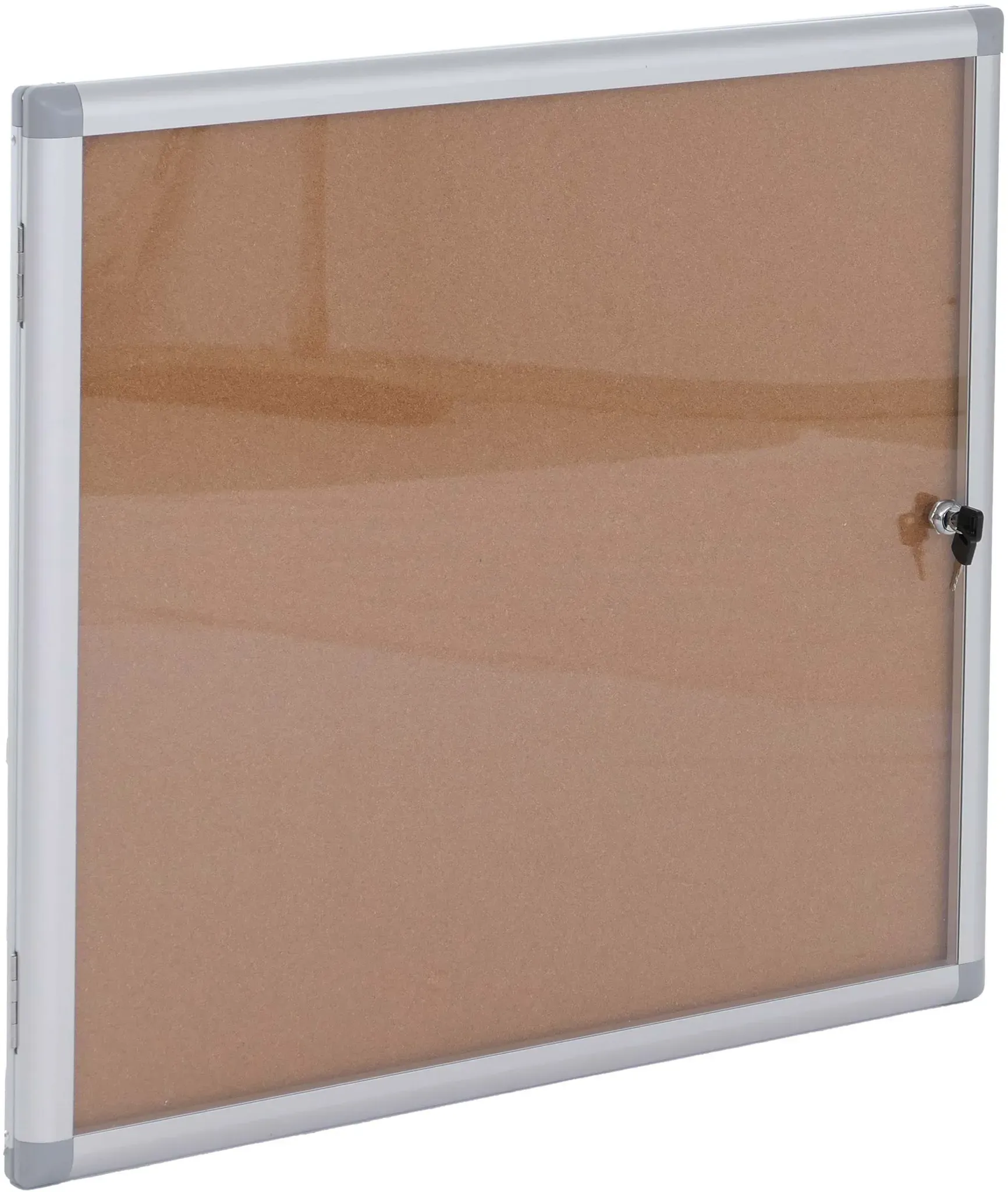Schaukasten HWC-Q51, Memoboard Pinnwand mit Korkoberfläche, Aluminium abschließbar inkl. Zubehör 65x68x7cm